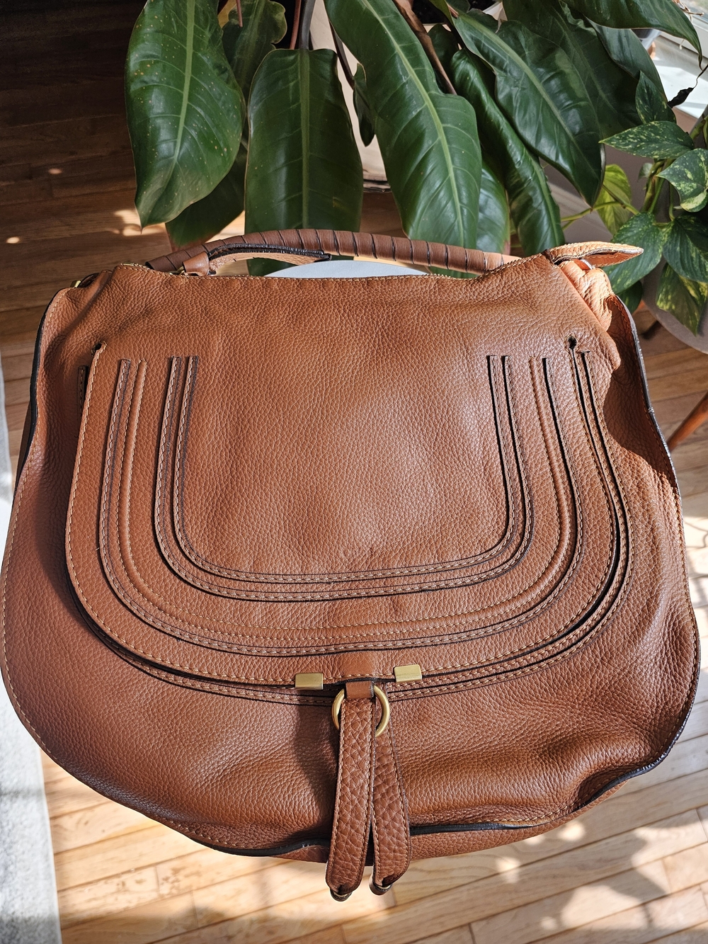 Chloé Marcie Hobo Bag in Tan pebbled calfskin - Picture 2 of 12